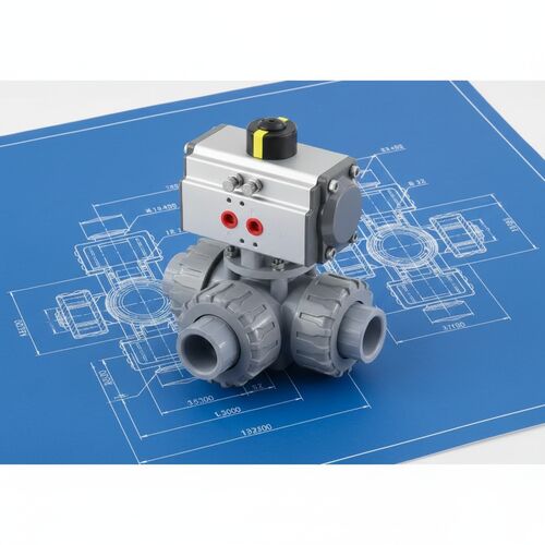 Pneumatic PVC 3way ball valve solves the problem of pipeline switching in chemical products