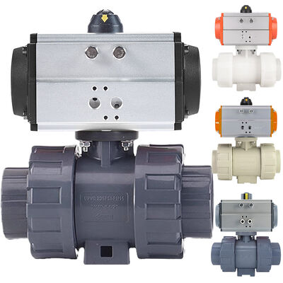 PVC Socket Pneumatic Actuator Valve Corrosion Resistant True Double Union 2Way UPVC