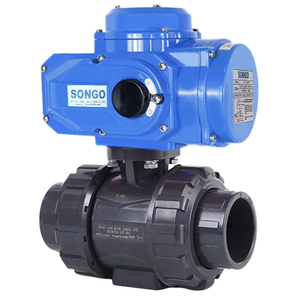 Union Two Way Pvc PVC Motorized Actuator Valve Plastic True Union 2 Way Electric Ball ...