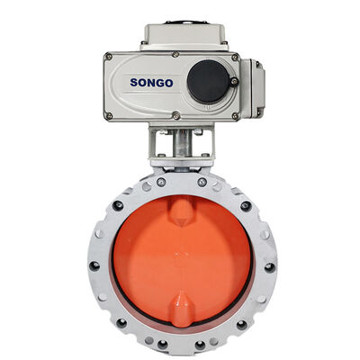 Harga yang bagus Katup Kupu-Kupu Bermotor Paduan Aluminium Flange Ganda 220VAC Untuk Pembuangan Silo Bubuk on line