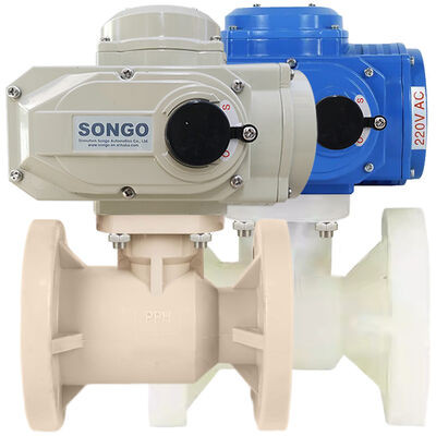 Plastic Flange Motorized Actuator Valve Acid Resistant PPH PVDF CPVC UPVC FRPP