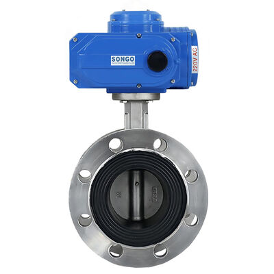Motorized Double Flange Butterfly Valve SS316 Body EPDM SEAL DN100 4 Inch With Handle