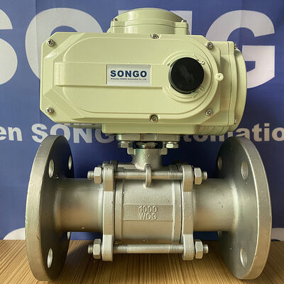 3 Piece Flange Motorized Actuator Valve SS316 2 Way On Off Electric Ball Valve