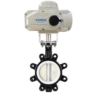 Lug Wafer Motorized Actuator Valve Dutile Iron PTFE Seal Electric 4-20Ma 24VDC