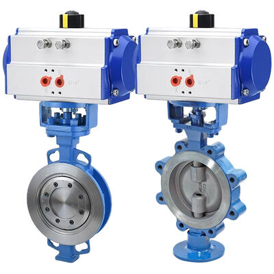 Casting Steel Pneumatic Actuator Valve Metal Hard Sealing Lugged Wafer Type Double Acting