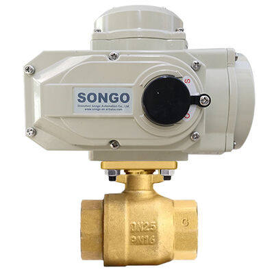 Brass Thread Motorized Ball Valve On Off Type Quarter Turn For Water