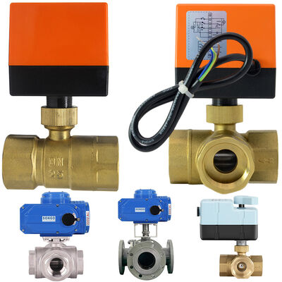Brass Motorized Ball Valve Miniaturized 220V Female Threaded Type 2way 3way