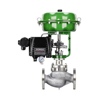 Harga yang bagus Katup Kontrol Pneumatik DN25 SS304 Katup Globe Flange Duduk Tunggal Dengan Positioner on line