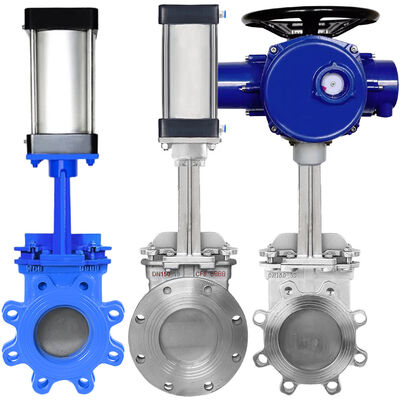 Giá tốt. Van cổng dao khí nén điều khiển bằng khí nén hai mặt bích Lug Wafer thép đúc cho bùn trực tuyến