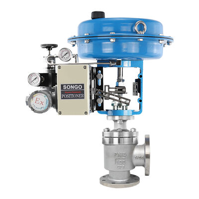 Kualitas SONGO Pneumatic Angle Control Valve 4-20ma PN16 Ss304 Single Seated Diaphragm Control Flange Globe Valve Suitable for high-viscosity medium pabrik