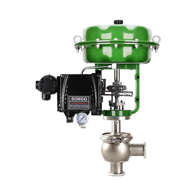 Calidad SONGO Pneumatic Sanitary Angle Control Valve PN25 Ss316 2inch Single Seated Diaphragm Control Flange Globe Valve with 4-20ma Positioner feedback fábrica