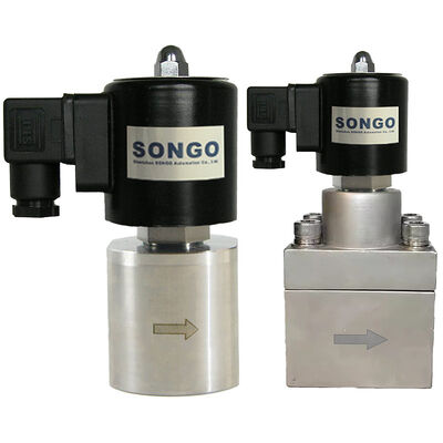 Un buen precio. Válvula solenoide de alta presión 5000psi 350bar Acero inoxidable 304 Normalmente cerrada Abierta en línea